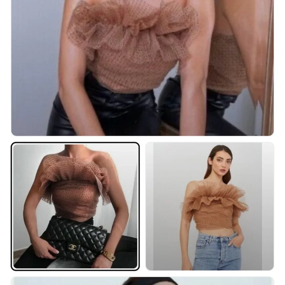 NWT Zara Tulle polka dot nude bustier top. - Picture 3 of 7